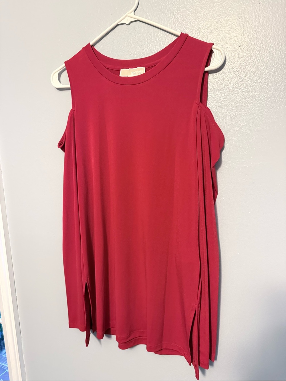 Michael Kors Cold Shoulder Long Sleeve Top Women’s Medium Red